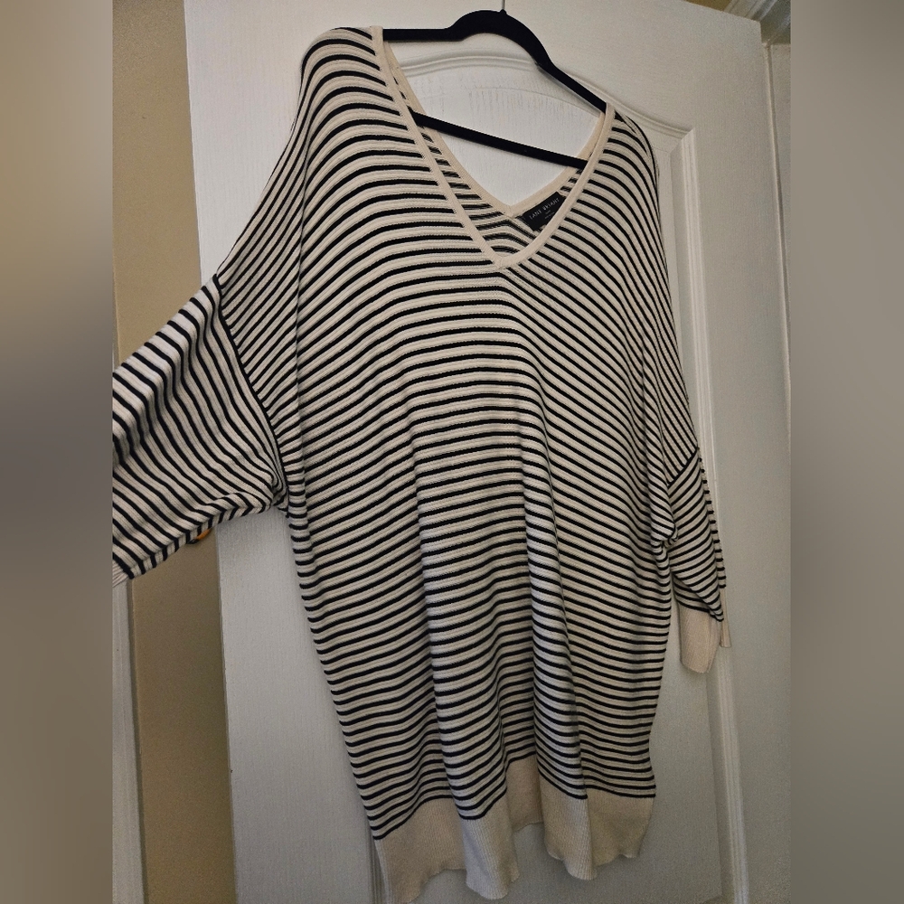 Lane Bryant Black and White Striped Sweater